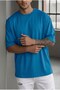 Men's Blue Basic Plain Unprinted Oversize Salas T-Shirt