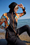 Sports Lycra Full Covered Hijab Swimsuit R151 Black Lotus - 2