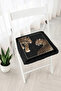 Leopard Figured Framed Patterned Fringed Zippered Chair Cushion - Modern Garden and Kitchen Decor