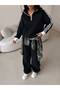 Straight Collar Wide-Leg Striped Track Suit - 3