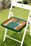 Modern Safari Patterned Fringed Zippered Chair Cushion with Two Cheetah Figures - Tufted Retro Kitchen Decor - 2