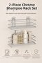 Chrome 2-Piece Tş01 Shampoo Rack Set Adhesive Bathroom Shelf Shower Shelf Organizer – Set of 2 (Tş01)