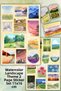 Watercolor Landscape Themed Sticker Set - 2 Sheets 11X16 cm - Vintage Nature Aesthetic Journal Stickers - for Agenda, Diary, Bujo, Scrapbook