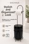 Standing Toilet Paper Holder Trash Can Set Black Metal Wc Paper Holder with Lid Bathroom Trash Can 2 - 2