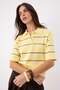 بلوزة صفراء اللون من Wardrobe Essentials Summer Yarn Ç مخطط بياقة بولو TWOSS26BZ00127 - 2