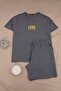 Big Size Dark Gray Regular Fit Printed Knitted Cotton Pcs Shorts Pajamas Set Tmnss26Ai00014 - 3