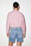 Red Double Breasted Collared Crop Skirt Elastic Striped Shirt Tdrss26Go00082 - 4