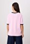 Pembe Slogan Oversize/Geniş Kalıp Düşük Kol Kısa Kollu %100 Pamuk Örme T-Shirt TWOSS26TS00193 - 4