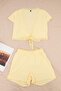Yellow Double Breasted Lace Detailed Viscose Knitted Pajama Set Thmss26Pt00228 - 5