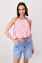 Pink Geometric Pattern Gathered Detailed Woven Blouse Twoss26Bz00771