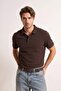 Brown Regular Cut Textured Polo Collar T-Shirt Tmnss26Po00047 - 2