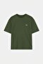 Haki Oversize/Geniş Kesim Slogan Nakışlı %100 Pamuk T-Shirt TMNSS26TS00055 - 4