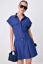 Navy Blue Belt Pack Short / Mini Woven Shirt Dress Twoss26El00517