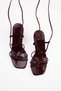 Burgundy Lacing Detailed 8 cm Metal Plated Detailed Women's Classic Heeled Shoes Takss26To00066