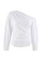 Trendyolmilla Wardrobe Essentials – Beyaz Düşük Omuz Poplin Dokuma Bluz | TWOAW27BZ00057 - 5