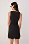 Black Square Neck A-Line/ Bell-Shape Short / Mini Woven Dress Twoss26El00701 - 4