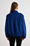 Navy Blue Oversize Suede Coat Twoaw27Mo00015 - 4