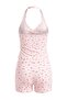 Pink Floral Gathered Detailed Halter Neck Viscose Knitted Pajama Set Thmss26Pt00250 - 6