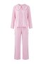 Pink Striped Collar and Stripe Accessory Detailed Viscose Woven Pajama Set Thmaw27Pt00045 - 3