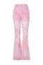Pembe Çiçekli Floklu Flare Paça Şortlu Örme Pantolon TPRAW27PL00003 - 5