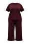 Bordo Yumuşak/Dökümlü Kumaş Örme Büyük Beden Alt - Üst Takım TBBAW26CP00019 - 4