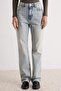 Açık Mavi Yüksek Bel Straight Düz Kesim %100 Pamuk Non-Stretch Jeans TWOSS25JE00084 - 3