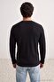 Black Regular/Comfortable Fit Waffle Textured Knitted Sweatshirt Tmnaw27Sw00011 - 5