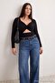 Siyah Cut Out/Pencere Detaylı Örme Bluz TBBAW27AF00019 - 2