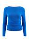 Cobalt blue Straight Fitted/Fitted Bodycon Gathered Detailed Stretch Knitted Blouse Tbbaw26Af00121 - 6
