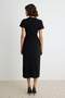Siyah Bodycon/Vücuda Oturan V Yaka Kısa Kol Midi Krep Örme Elbise TWOAW27EL00136 - 4