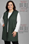 Plus Size Women's Summer Turlu Viscose Combed Cotton Breathable Buttoned 70 cm Mother Short Khaki Vest