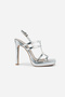 Women's Silver Platform Heeled Shoes