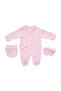 Plain Pink Beret Baby Jumpsuit with Gloves - 2