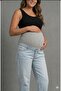 Baggy Jean Maternity Pants with Adjustable Waistband Design and Flexible Waistband - 5