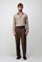 Brown Relaxed Fit Pleated Men's Trousers - 3