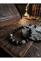 Father's Day Gift Hematite Natural Stone Black Macrame Braided Rope Men's Bracelet with Lift Chain - 2