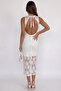 Women's Sleeveless Open Back Halter Detail Lined Midi Length Lace Dress - 5