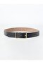 Black Thin Metal Buckle Leather Look Belt