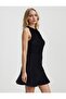 Black Straight Cut Regular Waist Mini Knitted Skirt - 3