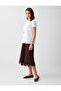 Brown High Waist Pleated Relaxed Fit Midi Skirt - 3