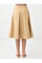 Camel Hair Relaxed Cut Regular Waist Gabardine Midi Skirt - 5