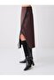 Bitter Brown Relaxed Cut Regular Waist Slit Midi Knitted Skirt - 4