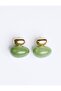 Green Modern Oval Figured Earrings