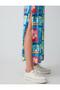 Blue Floral Patterned Strapless Linen Blend Midi Dress - 6
