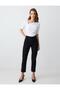 Black High Waist Regular Leg Denim Trousers