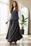 Denim Vest Skirt Suit Black 2186