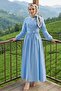 Tie-Detail Blouse Skirt Two-Piece Set 1465 - Baby Blue - 3