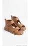 Women's Tan Color Genuine Leather Velcro Daily Sandals - 5