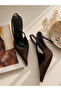 Chic Brown Satin Heeled Shoes