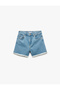 Buttoned Dirty Leg Pocket Detailed Comfortable Fit Denim Shorts - 3